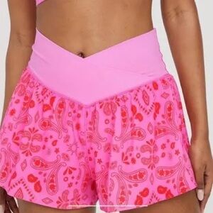 Aerie Pink & Orange Crossover Detail Shorts Size XS